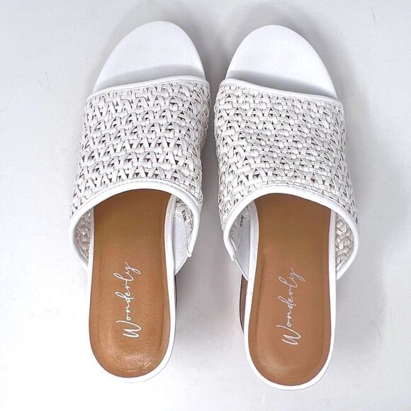 Wonderly Halo White Vegan Leather Slide Platform Cork Block Heel Belk Sandal 8.5 - Picture 12 of 13
